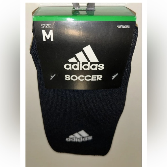 Adidas OTC Soccer Socks 2 Pair Men 5-8.5 Women 5-9.5 Yth 4Y-6 Black w White Logo - Picture 11 of 11
